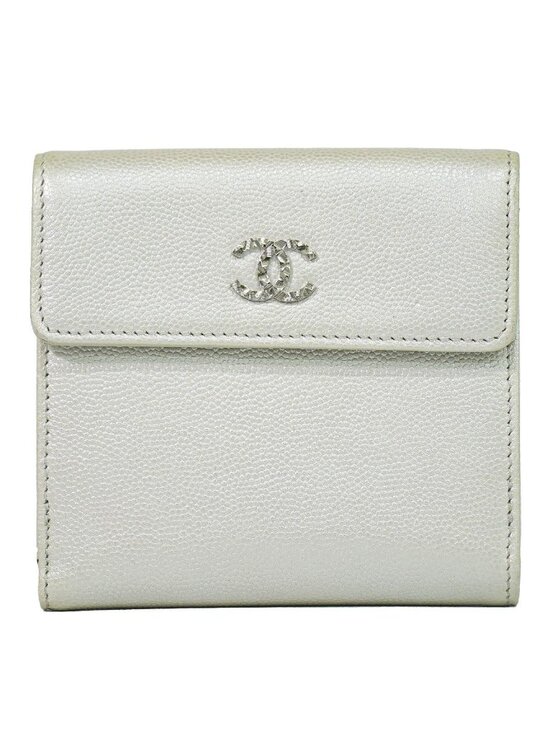 Chanel Handbags - Chanel CC Logo Bifold Wallet Compact Leather Pearl White
